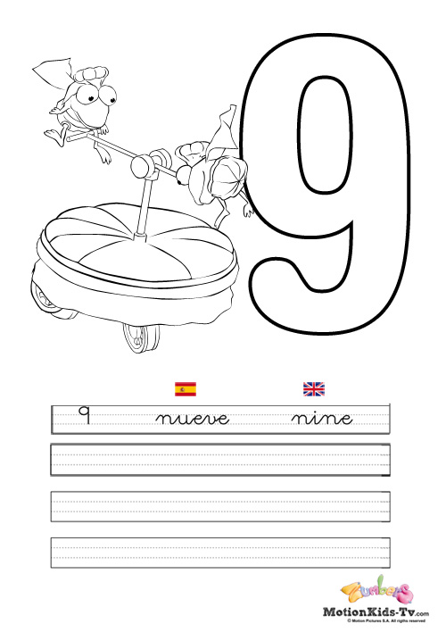 9 - fichas numeros espñaol ingles, recursos educativos